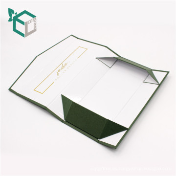 Cartón plegable de color verde dorado oscuro logo estampado caja plegable regalo